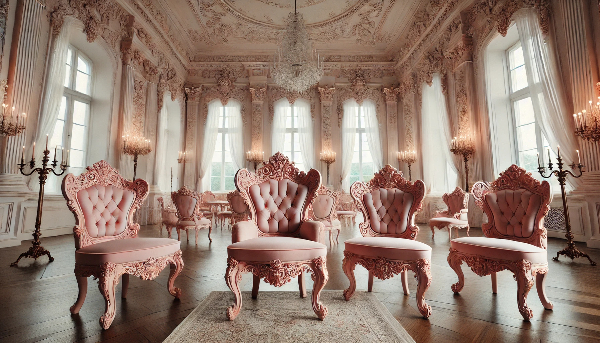 Chaises Baroque Rose pâle